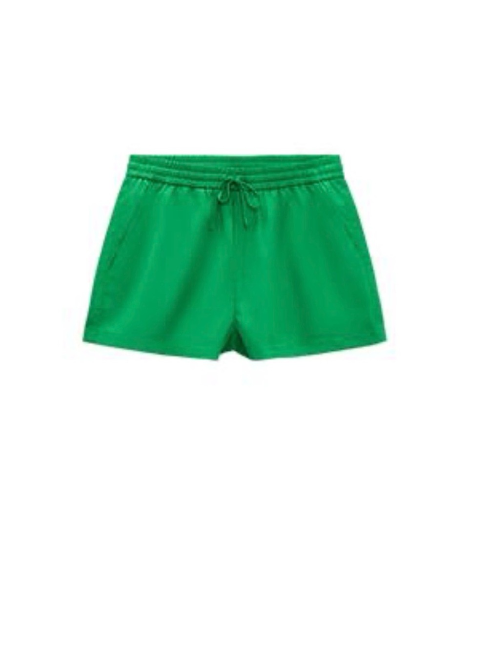 Zara Satin Effect Drawstring Shorts Green XS